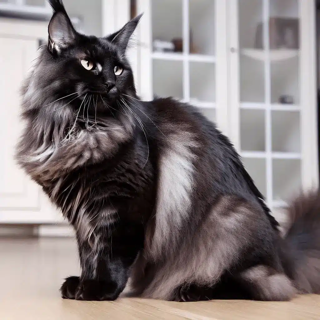 maine coon black smoke cat