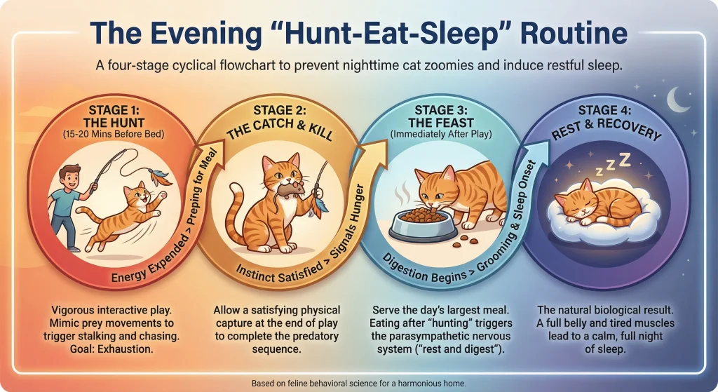 the evening hunt eat sleep routine