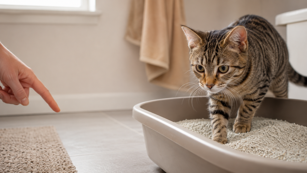 cat learning litter box