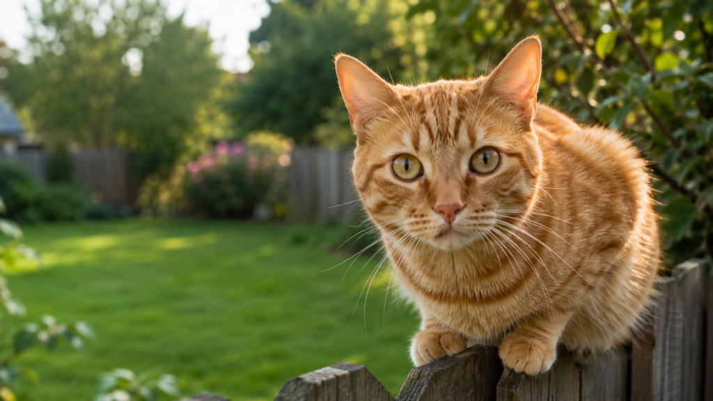 cat on garden fence yard