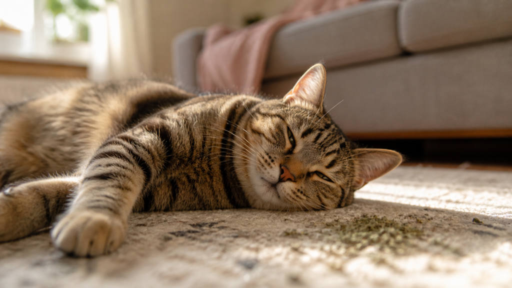does catnip calm cats relaxed tabby